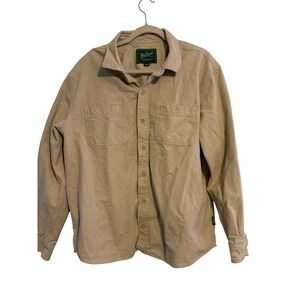 Woolrich Green Label Cotton Flannel Button Up Shirt Mens XXL Beige Long Sleeve